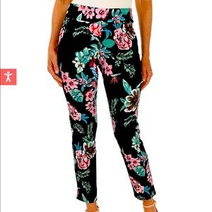 Krazy Larry Black Floral Pull On Ankle Pant Size 8